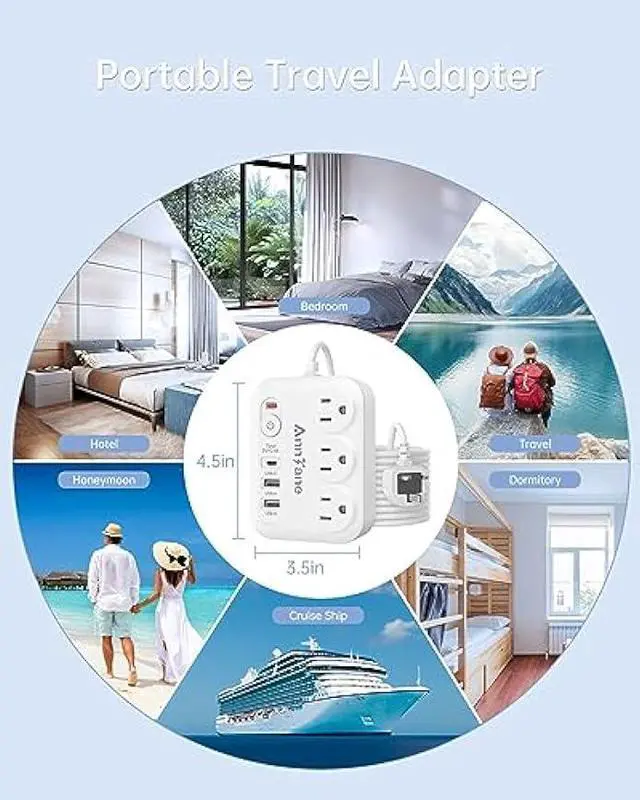 Alt view image 7 of 7 - UK Travel Plug Adapter with USB C, 6FT Extension Cord, US to UK Ireland Plug Adapter Type G Travel Adapter with 3 Outlets 3 USB Ports for Scotland London England British Irish Kenya Dubai Travel