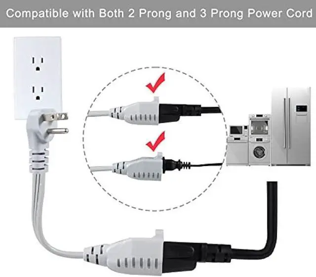 Alt view image 2 of 7 - KUNCAN Appliance Power Extension Cord - 3 Prong Flat Wire SPT-3 14 AWG Heavy Duty Male to Female Extender Low Profile Grounded Cable for Major AC Unit, Air Conditioner, Refrigerator (3 Feet)