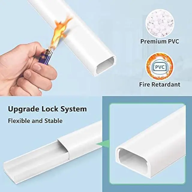 Alt view image 4 of 7 - 153in Cord Hider Wall, Wire Hiders for 3 Cords, Cord Cover for 2 Thick Extension Cables, Paintable Cable Cover to Hide Cords Wall Mounted TV, Cord Concealer, 9X L17in X W0.95in X 0.47in, White