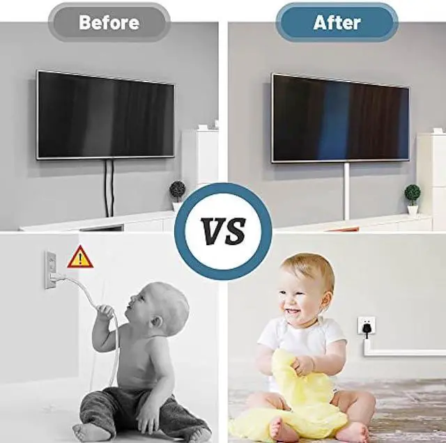 Alt view image 5 of 7 - 153in Cord Hider Wall, Wire Hiders for 3 Cords, Cord Cover for 2 Thick Extension Cables, Paintable Cable Cover to Hide Cords Wall Mounted TV, Cord Concealer, 9X L17in X W0.95in X 0.47in, White