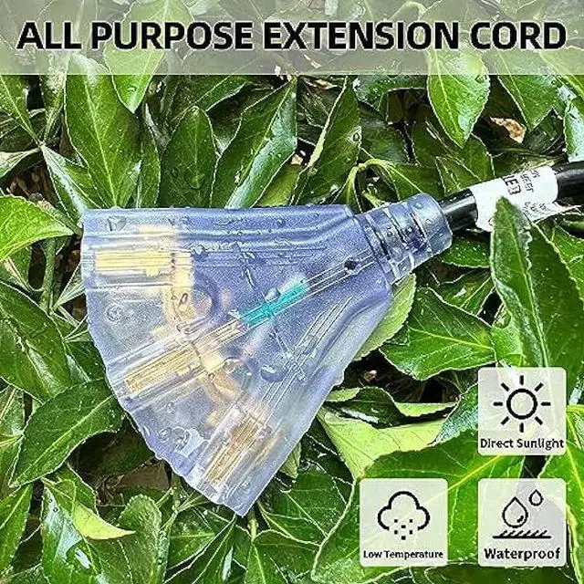 Alt view image 5 of 7 - YOJOE 3 Foot GFCI Yellow Extension Cord,Lighted Outdoor 12/3 Cord with 3 Power Outlets,12 Gauge 3 Prong SJTW Heavy Duty Extension Cable with 3 Prong Grounded Plug for Safety,UL Listed