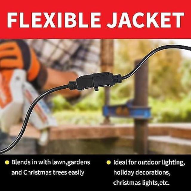Alt view image 5 of 7 - EP 12 Ft Outdoor Extension Cord - 12/3 SJTW Heavy Duty Black Extension Cable with 3 Prong Grounded Plug - Power Cord for Lawn, Garden, Appliances