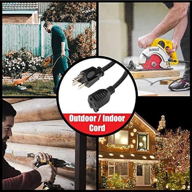 Alt view image 7 of 7 - EP 12 Ft Outdoor Extension Cord - 12/3 SJTW Heavy Duty Black Extension Cable with 3 Prong Grounded Plug - Power Cord for Lawn, Garden, Appliances