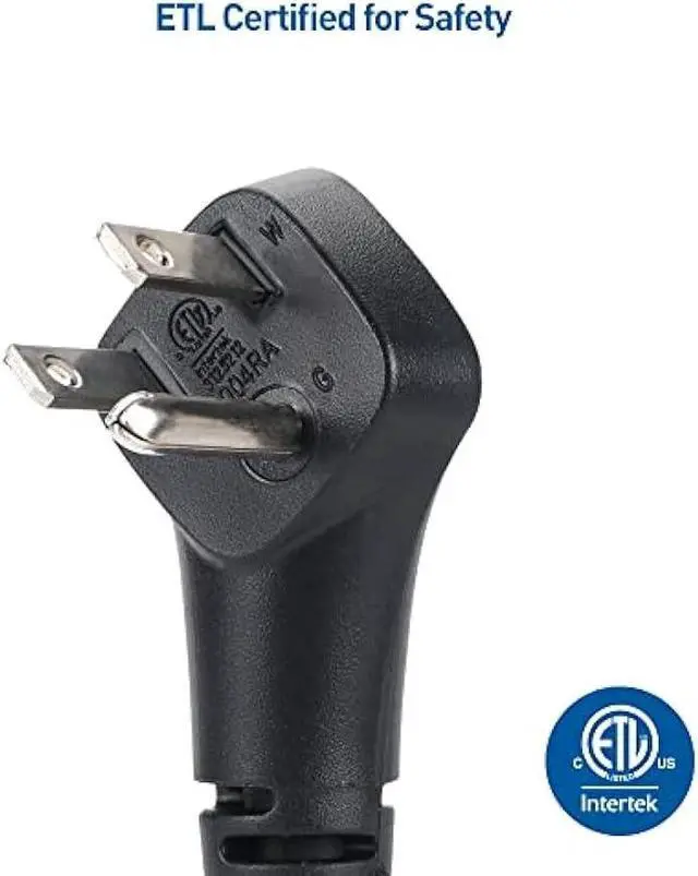Alt view image 4 of 6 - Cable Matters 2-Pack 14AWG 15A Heavy Duty Power Extension Cord 10 ft with Low Profile Plug in Black, ETL Listed (Low Profile Power Cord Extension / 3 Prong Extension Cords, NEMA 5-15P to 5-15R)