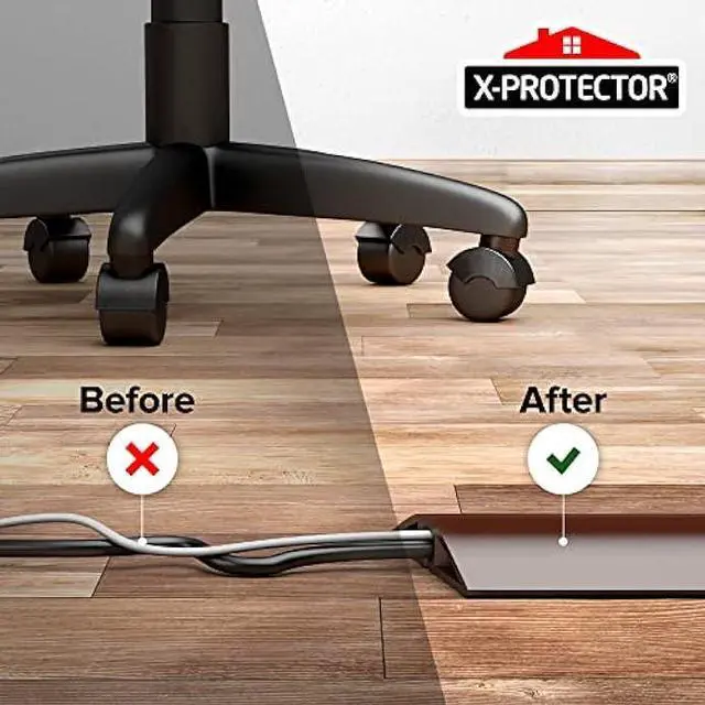 Alt view image 5 of 6 - Floor Cord Cover X-Protector  Overfloor 1.52m Silicone Cord Protector  Ideal Extension Cord Cover to Protect Wires On Floor  Self-Adhesive Power Cable Protector (5ft.)