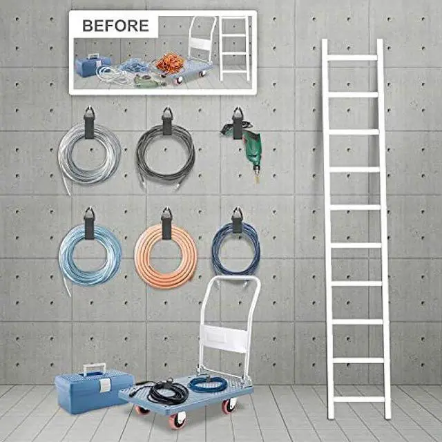 Alt view image 3 of 6 - Extension Cord Organizer(8 Pack), Extension Cord Holder for Garage Organization and Storage, Heavy Duty Storage Straps for Cables, Hoses and Ropes, with Triangle Buckle for Hanging, Design Patent