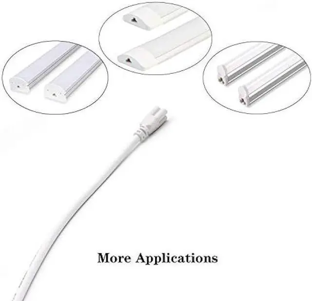 Alt view image 6 of 7 - T5 T8 Extension Cords, 9ft Connector Cord, 3-Prong Extended Power Cable for Integrated LED Tube Light, Single LED Shop Garage Light Fixture, Under Cabinet Lights (Pack of 2)