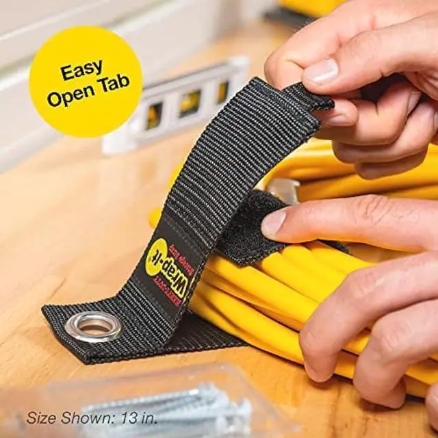 Alt view image 6 of 6 - Heavy-Duty Wrap-It Storage Straps (Assorted 6 Pack) - Extension Cord Holder, Stocking Stuffers for Men, RV Accessories, Workshop and Garage Organizers and Storage
