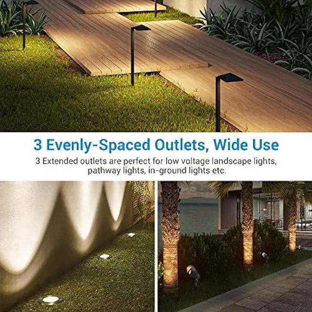 Alt view image 6 of 7 - DEWENWILS 25 Ft Outdoor Extension Cord Multiple Outlets for Halloween, Evenly Spaced 3 Outlets Plugs with Safety Cover, 16/3 SJTW Weatherproof Wire for Outdoor Lights and Holiday Decorations, UL Liste