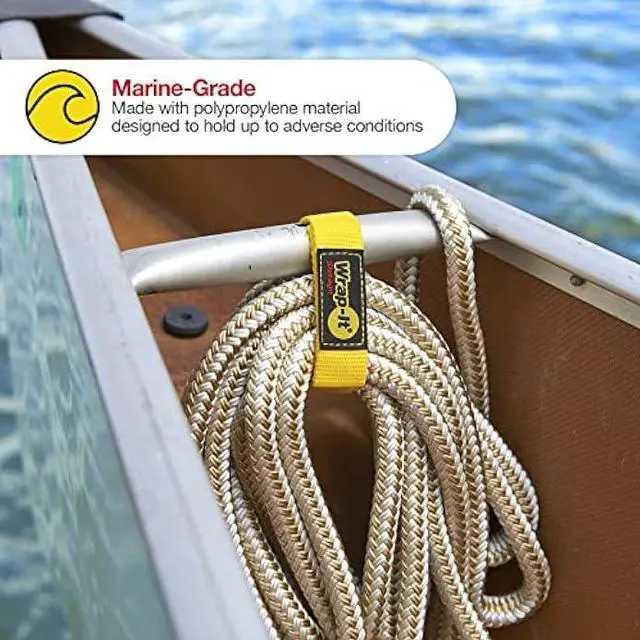 Alt view image 6 of 6 - Wrap-It Storage Quick-Strap Cord Wraps, 12 inch (12 Pack) Yellow - Hook and Loop Strap, Extension Cord Holder for Boat Rope, Hose, and Cable Storage and Organization