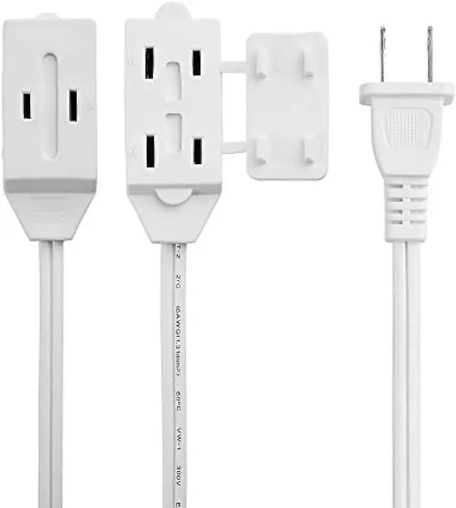 Alt view image 2 of 5 - Cable Matters 16 AWG 2 Prong Extra Long Extension Cord 25 ft, UL Listed 3 Outlet Extension Cords with Tamper Guard, 13 Amp, 1625 Watts, White
