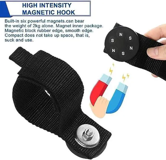 Alt view image 5 of 6 - Kanemc 4PCS Magnetic Cable Storage Straps Heavy Duty, Extension Cord Holder Magnet Hooks for Hanging Cables Hoses Workshop Rope Garden Garage Organization