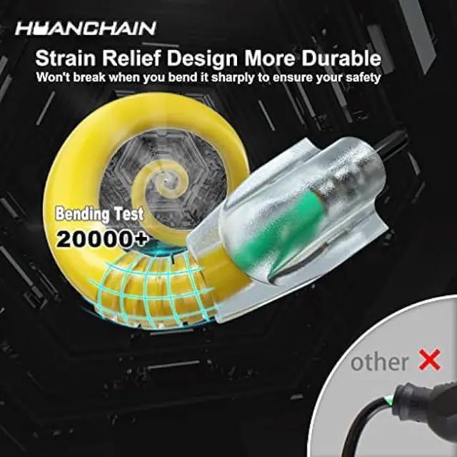 Alt view image 2 of 5 - HUANCHAIN 50 ft 12/3 Gauge Heavy Duty Outdoor Extension Cord Waterproof with Lighted, Flexible Cold Weather 3 Prong Electric Cord Outside, 15A 1875W 125V 12AWG SJTW, Yellow, ETL Listed