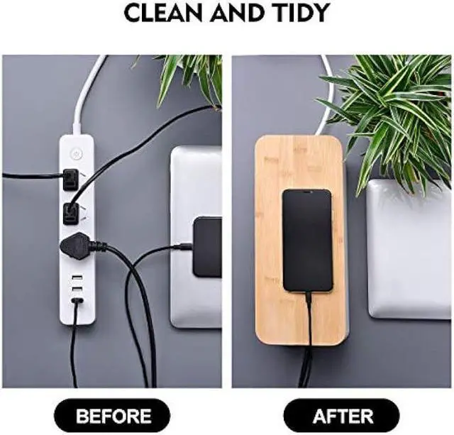 Alt view image 6 of 7 - 2 Pack Large Cable Management Box  Wooden Style Cord Organizer Box and Cover for TV Wires, Computer, Router, USB Hub and Under Desk Power Strip  Safe ABS Material and Baby-Pets Proof Lock (White)