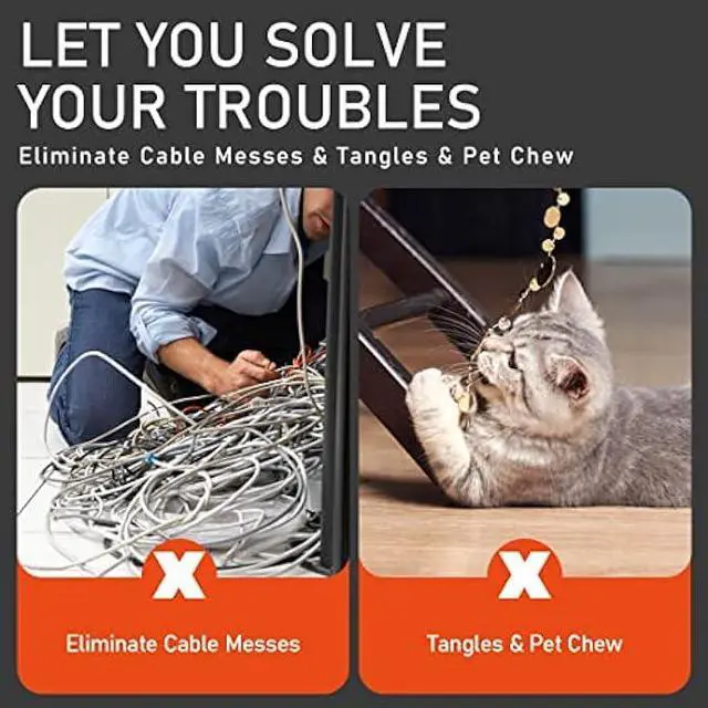 Alt view image 5 of 5 - 6.5ft Floor Cord Cover Cable Protector, Strong Self-Adhesive Rubber Wire Management Organizer Hider, Wall Cord Cavity for Home Office Outdoor (White)