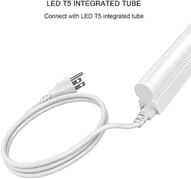 Alt view image 6 of 7 - JESLED T8/T5 2FT Integrated LED Tube Light Fixture AC Power Cord Cable with 3-Prong US Plug for Garage, Workshop, Warehouse Commercial Lighting (4-Pack)
