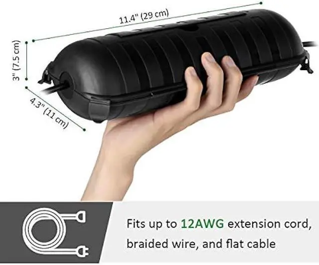 Alt view image 3 of 6 - Outdoor Extension Cord Safety Cover with Waterproof Protector Seal, Weatherproof Electrical Connection Box for Outdoor Outlets, Plugs, Sockets, Holiday Decorations, Power Tools, Fountains, Black