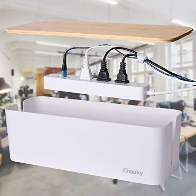 Alt view image 2 of 7 - 2 Pack Large Cable Management Box  Wooden Style Cord Organizer Box and Cover for TV Wires, Computer, Router, USB Hub and Under Desk Power Strip  Safe ABS Material and Baby-Pets Proof Lock (White)