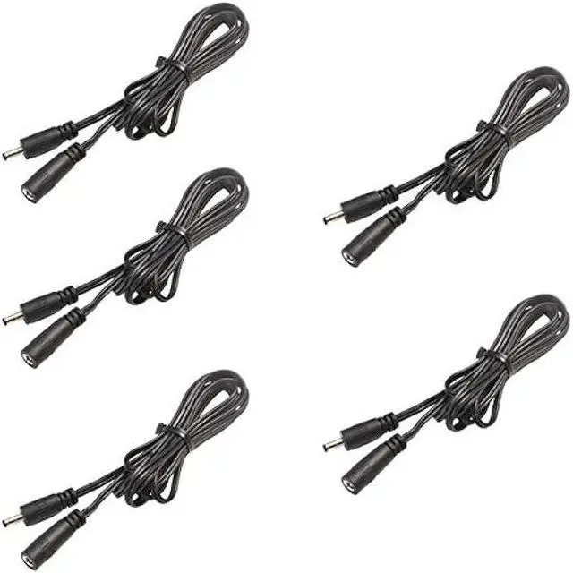 Main image of Extension Cable for Under Cabinet Lighting Dimmable LED Puck Lights Linkable Strip Kit DC 12V 5ft 35-135 DC Connector (#35-135, 5 Packs, Black Cord)