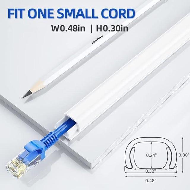 142'' Cord Hider For 1 Cord, Delamu Cord Cover Wall, Mini Size Cable Hider,  PVC Wire Hider Covers For Cords, Paintable Cable Cover Raceway, Wall