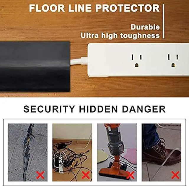 Alt view image 5 of 6 - 10Ft Floor Cord Cover Silicone Cable Protector Easy to Install Durable Wire Organizer and Hider Ideal Extension Cord Cover for Home, Office, Garage (Black-10Ft)