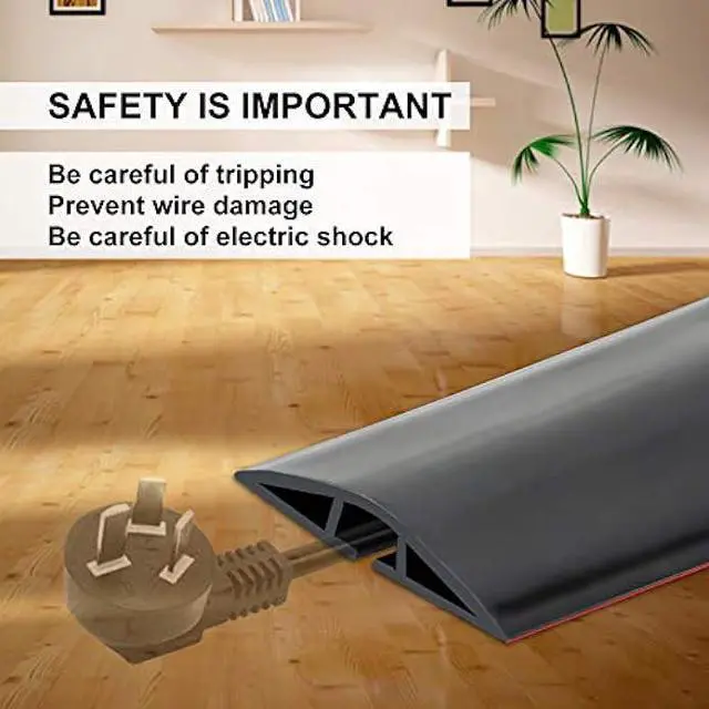 Alt view image 6 of 6 - 10Ft Floor Cord Cover Silicone Cable Protector Easy to Install Durable Wire Organizer and Hider Ideal Extension Cord Cover for Home, Office, Garage (Black-10Ft)