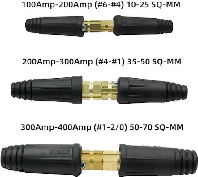 Alt view image 6 of 6 - Welding Knight Welding Cable Joint Quick Connector Pair DINSE-Style 200Amp-300Amp (#4-#1) 35-50 SQ-MM 2-Set