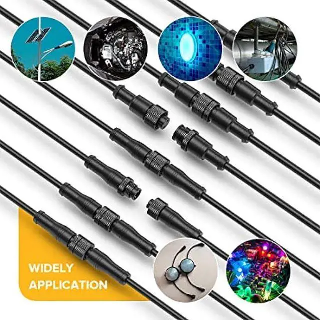 Alt view image 4 of 6 - BTF-LIGHTING 2 Core 2 pin Small Size IP68 Y Shape 1 Male-Divided-3 Female Spillter Connctor Black Plastics 18AWG 15mm Metal Metal Nut Support All BTF-LIGHTING 2 pin Connector