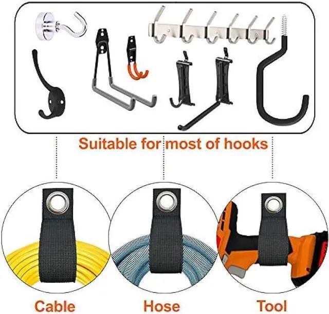 Alt view image 4 of 7 - ZTSXLLIM Heavy-Duty Storage Straps (Assorted 10 Pack) - Extension Cord Storage, Organizer, Cord Wrap Keeper, Cable Straps for Tools, Hoses, Rope, RV, Workshop and Garage Wall Storage and Organization