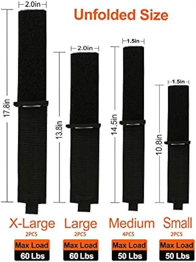 Alt view image 5 of 7 - ZTSXLLIM Heavy-Duty Storage Straps (Assorted 10 Pack) - Extension Cord Storage, Organizer, Cord Wrap Keeper, Cable Straps for Tools, Hoses, Rope, RV, Workshop and Garage Wall Storage and Organization