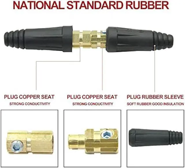 Alt view image 2 of 6 - Welding Knight Welding Cable Joint Quick Connector Pair DINSE-Style 200Amp-300Amp (#4-#1) 35-50 SQ-MM 2-Set