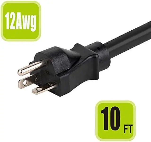 Alt view image 3 of 5 - 10-Feet (3.0 Meter) 20 Amp-250 Volt Nema 6-20P Extension Cord, 12AWG Nema 6-20 Heavy Duty Extension Cable, Nema 6-15/20R T-Blade Cord with Red Indicator Light, Black Color for Air Conditioner Etc.