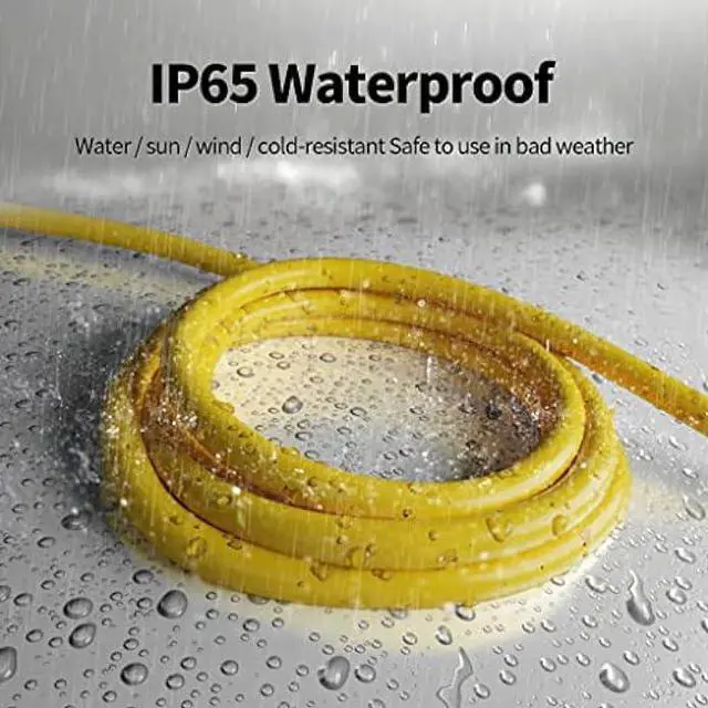 Alt view image 5 of 5 - POWGRN 50 ft 12/3 Outdoor Extension Cord Waterproof Heavy Duty with Lighted Indicator End 12 Gauge 3 Prong, Flexible Cold-Resistant Long Power Cord Outside, 15Amp 1875W SJTW Yellow ETL Listed