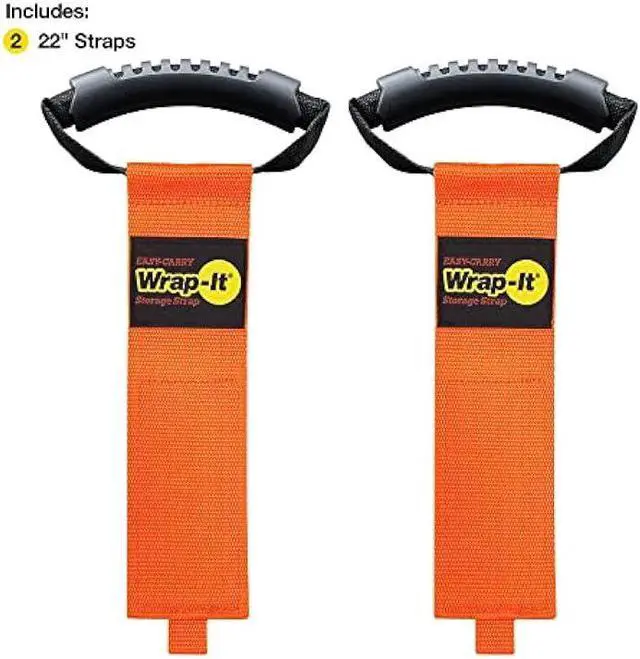 Alt view image 3 of 6 - Easy-Carry Wrap-It Storage Straps - 22 (2-Pack) Blaze Orange  Heavy-Duty Hook and Loop Cord Carrying Strap, Hanger, and Organizer with Handle for Pool Hoses, Garden Hoses, Cords, Cables and More