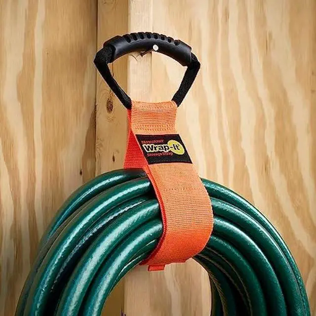Alt view image 4 of 6 - Easy-Carry Wrap-It Storage Straps - 22 (2-Pack) Blaze Orange  Heavy-Duty Hook and Loop Cord Carrying Strap, Hanger, and Organizer with Handle for Pool Hoses, Garden Hoses, Cords, Cables and More