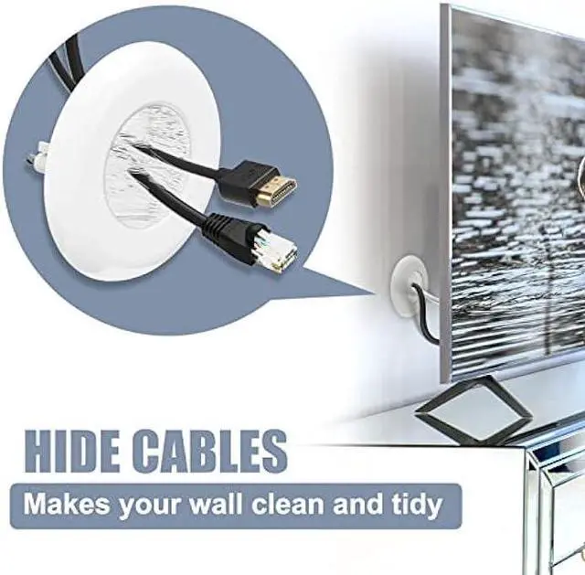 Alt view image 2 of 6 - VCELINK TV Cord Hider for Wall Mounted TV, Brush Wall Grommet for Low Voltage Cables Pass Through, Includes Hole Saw Drill Attachment and Mounting Brackets for Easy Install, White, 2-Pack