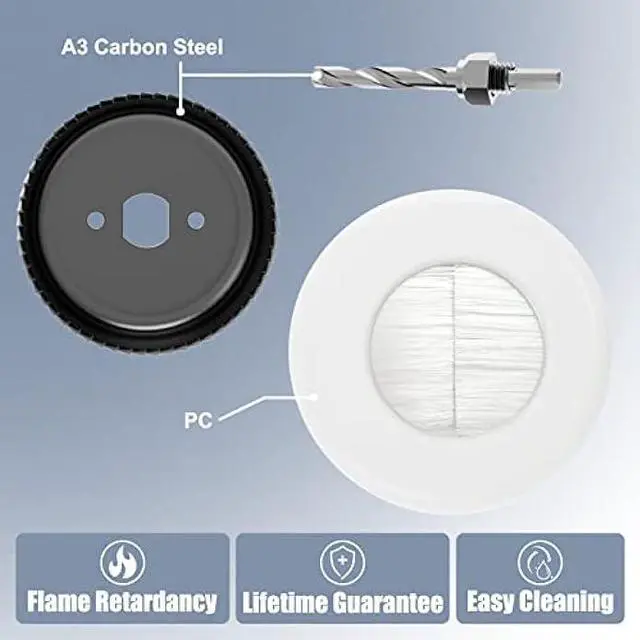 Alt view image 4 of 6 - VCELINK TV Cord Hider for Wall Mounted TV, Brush Wall Grommet for Low Voltage Cables Pass Through, Includes Hole Saw Drill Attachment and Mounting Brackets for Easy Install, White, 2-Pack
