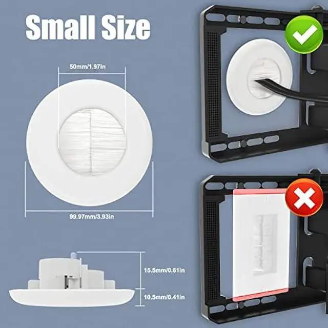 Alt view image 5 of 6 - VCELINK TV Cord Hider for Wall Mounted TV, Brush Wall Grommet for Low Voltage Cables Pass Through, Includes Hole Saw Drill Attachment and Mounting Brackets for Easy Install, White, 2-Pack