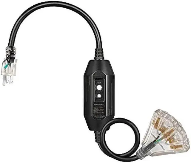 Main image of DEWENWILS 3 FT Outdoor GFCI Extension Cord Manual, 12/3 Gauge Extension Cord for Multiple Appliances, Heavy Duty Power Cable with LED Lighted 3 Prong Plug, Black, UL Listed