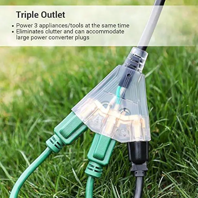 Alt view image 6 of 6 - DEWENWILS 3 FT Outdoor GFCI Extension Cord Manual, 12/3 Gauge Extension Cord for Multiple Appliances, Heavy Duty Power Cable with LED Lighted 3 Prong Plug, Black, UL Listed