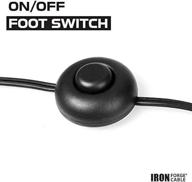 Alt view image 3 of 7 - Iron Forge Cable 2 Pack 15 ft 3 Outlet Black Extension Cord with Foot Switch - 16/2 SJTW 2 Prong Indoor Extension Cord with Multiple Outlets