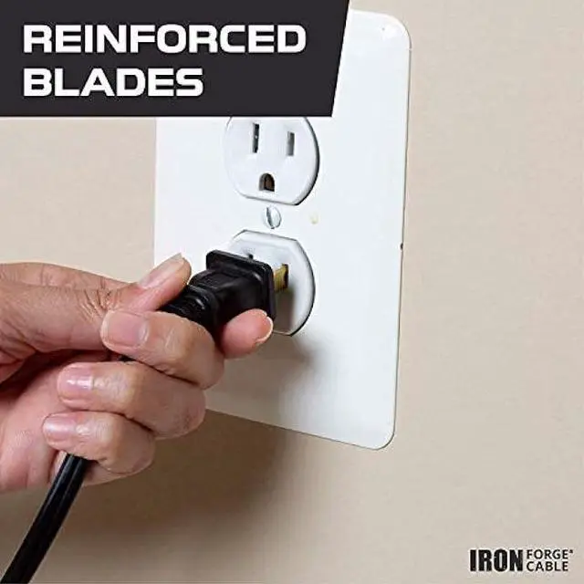 Alt view image 6 of 7 - Iron Forge Cable 2 Pack 15 ft 3 Outlet Black Extension Cord with Foot Switch - 16/2 SJTW 2 Prong Indoor Extension Cord with Multiple Outlets