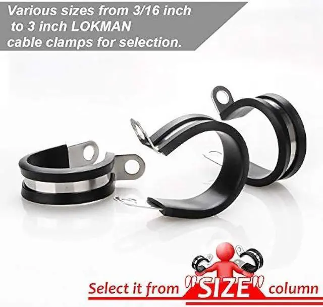Alt view image 2 of 6 - LOKMAN 20 Pack 1/2 Inch Stainless Steel Cable Clamp, Rubber Cushioned Insulated Clamp, Metal Clamp, Tube Holder for Tube, Pipe or Wire Cord Installation