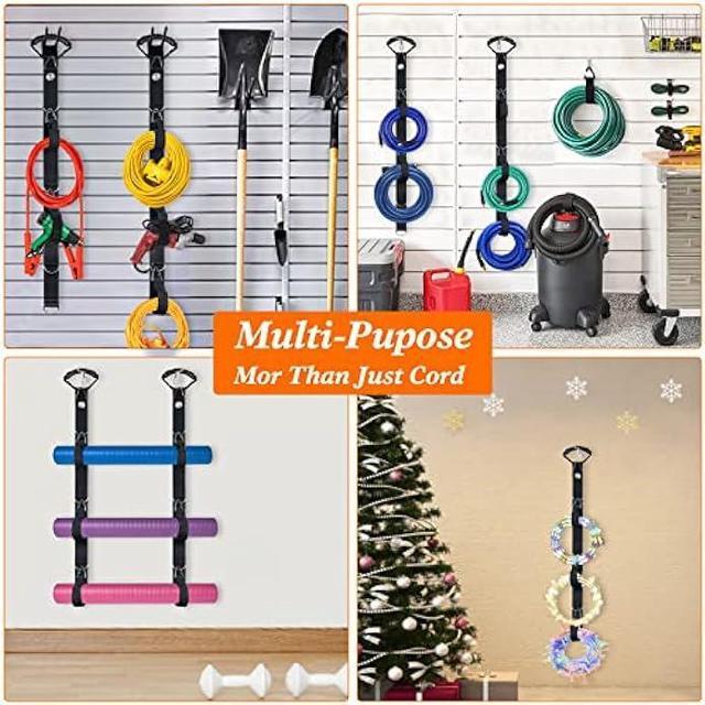 Alt view image 5 of 6 - Extension Cord Organizer Storage System,Heavy Duty Extension Cord Management with Multiple Cord Holders for Vertical Space,Flexible DIY Garage Garden Storage Organizer for Cable,Hose,Rope