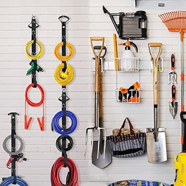Alt view image 6 of 6 - Extension Cord Organizer Storage System,Heavy Duty Extension Cord Management with Multiple Cord Holders for Vertical Space,Flexible DIY Garage Garden Storage Organizer for Cable,Hose,Rope