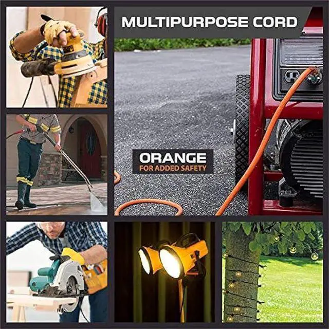 Alt view image 6 of 6 - Iron Forge Cable 10 Gauge 25ft Lighted Outdoor Heavy Duty Extension Cord with 3 Outlets - 15 Amp 10/3 SJTW Orange Extension Cord with Multiple Outlets