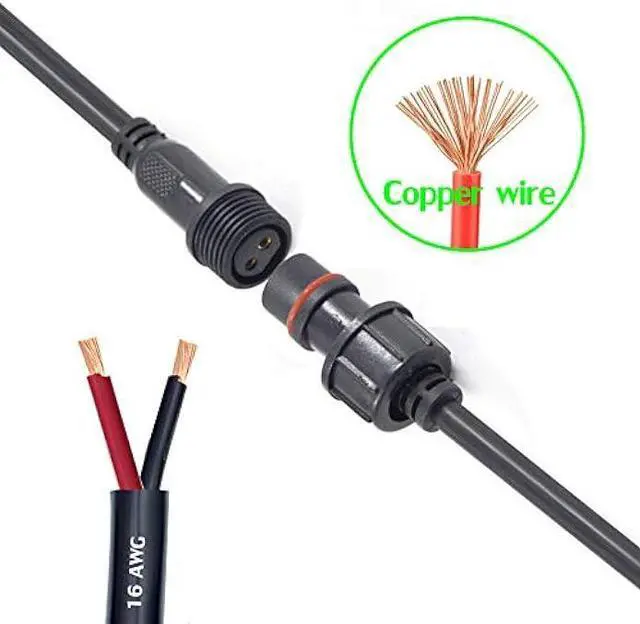 Alt view image 4 of 5 - YETOR Waterproof Connectors 2 Wire, 16AWG Male Female Plug LED Connector with 2Pin Waterproof Connectors,IP68 20CM Extension Cable for Car, Truck, Boat,Indoor/Outdoor LED Strip Lights,(5Pairs)