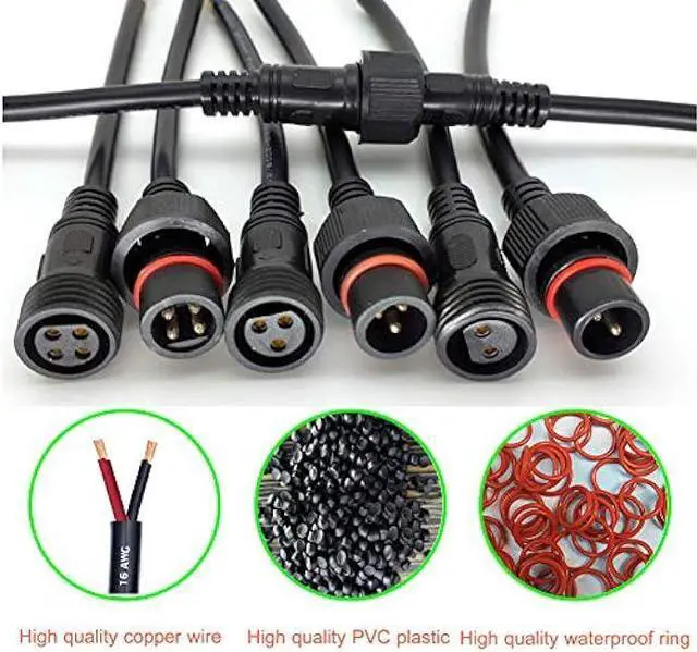 Alt view image 5 of 5 - YETOR Waterproof Connectors 2 Wire, 16AWG Male Female Plug LED Connector with 2Pin Waterproof Connectors,IP68 20CM Extension Cable for Car, Truck, Boat,Indoor/Outdoor LED Strip Lights,(5Pairs)