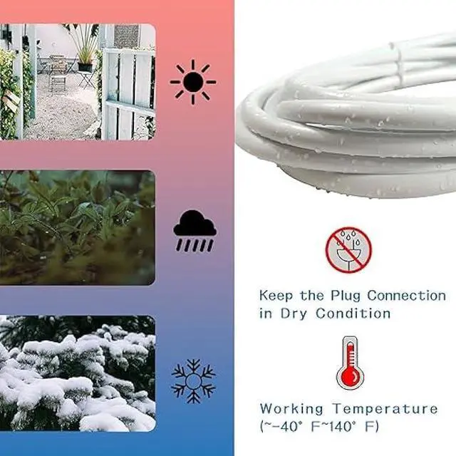 Alt view image 5 of 6 - Indoor Outdoor Extension Cord 10 FT, 16/3 SJTW Weatherproof White Electrical Cords, 13 AMP Heavy Duty 3 Prong Power Cable Great for Garden, Landscaping & Holiday Decorations