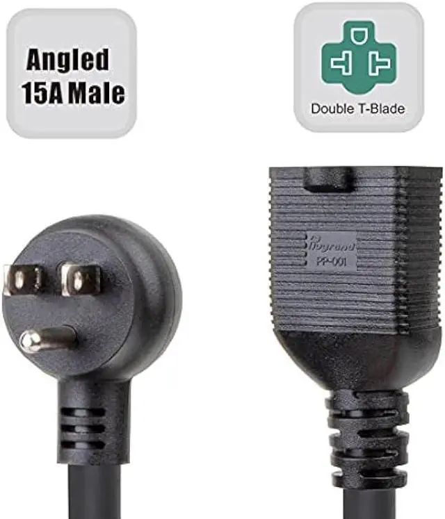 Alt view image 6 of 6 - Angled [4-in-1] 12AWG 15 Amp Household Plug to 20 Amp T Blade Adapter Cable,5-15P to 5-20R,5-15P to 6-15R,5-15P to 6-20R, Four-in-One Adapter,15A 125V to 20A 250V/ 20A 250V Cable, 1FT